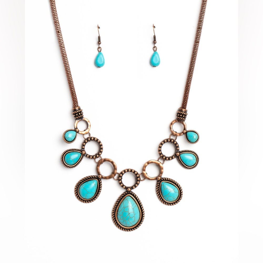 A Rustic Turquoise Necklace - Copper